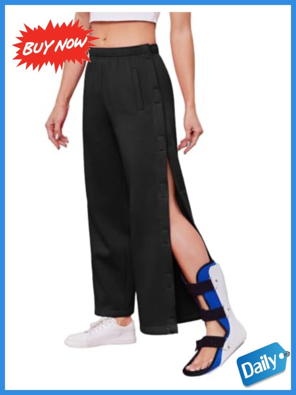 Women's Fleece Tear Away Pants Post Surgery Adaptive Sweatpants